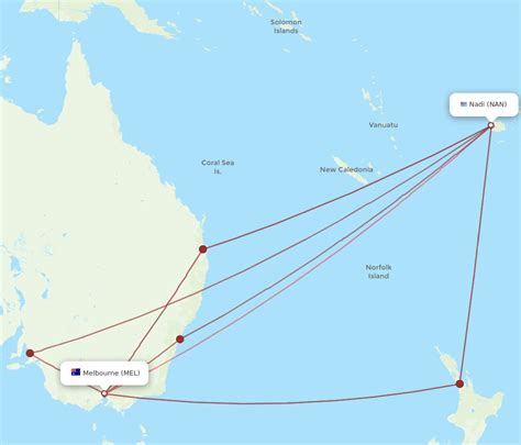 Flights Melbourne (MEL) to Nadi (NAN) .